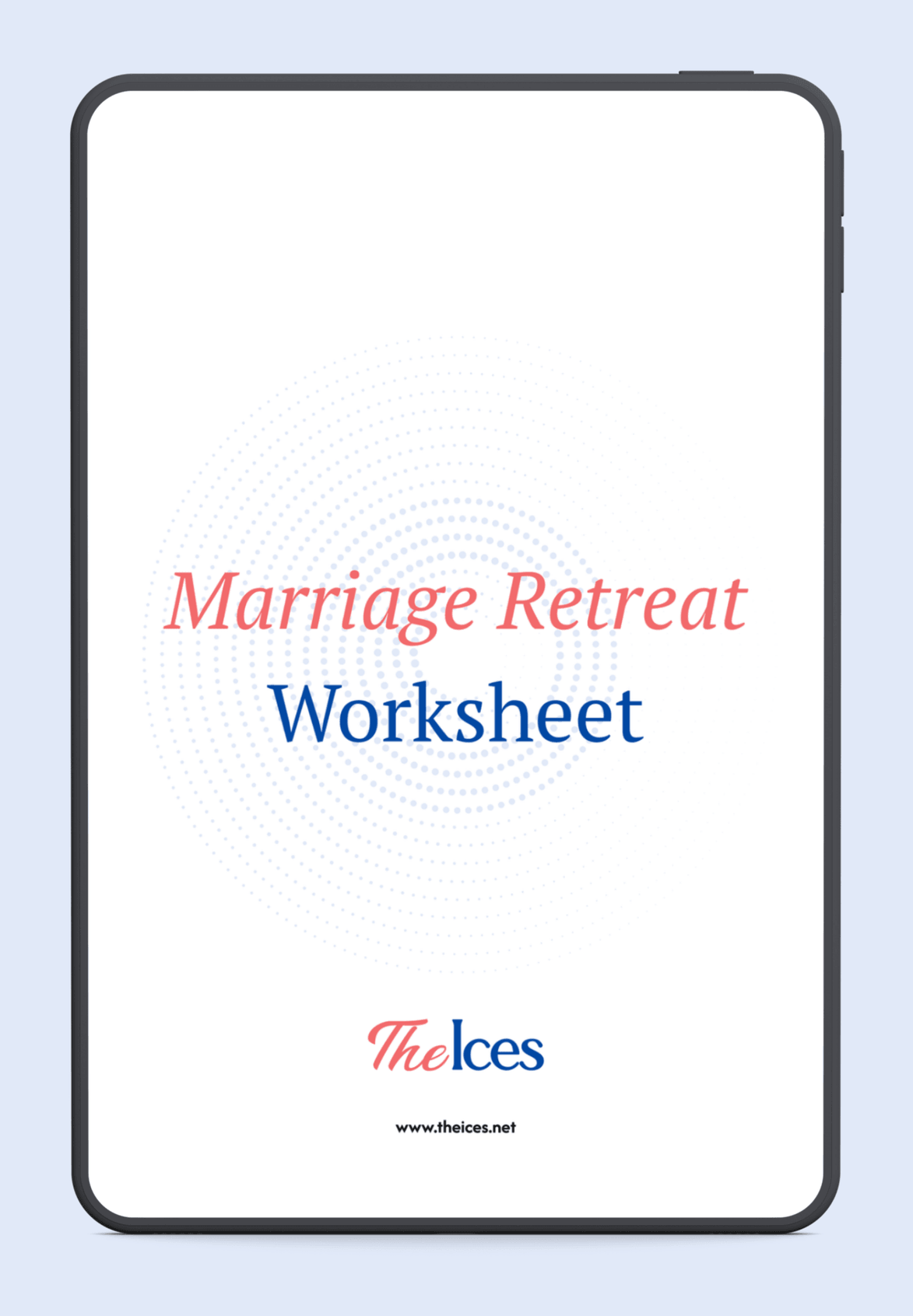 The Marriage Retreat Worksheet, shown on a tablet